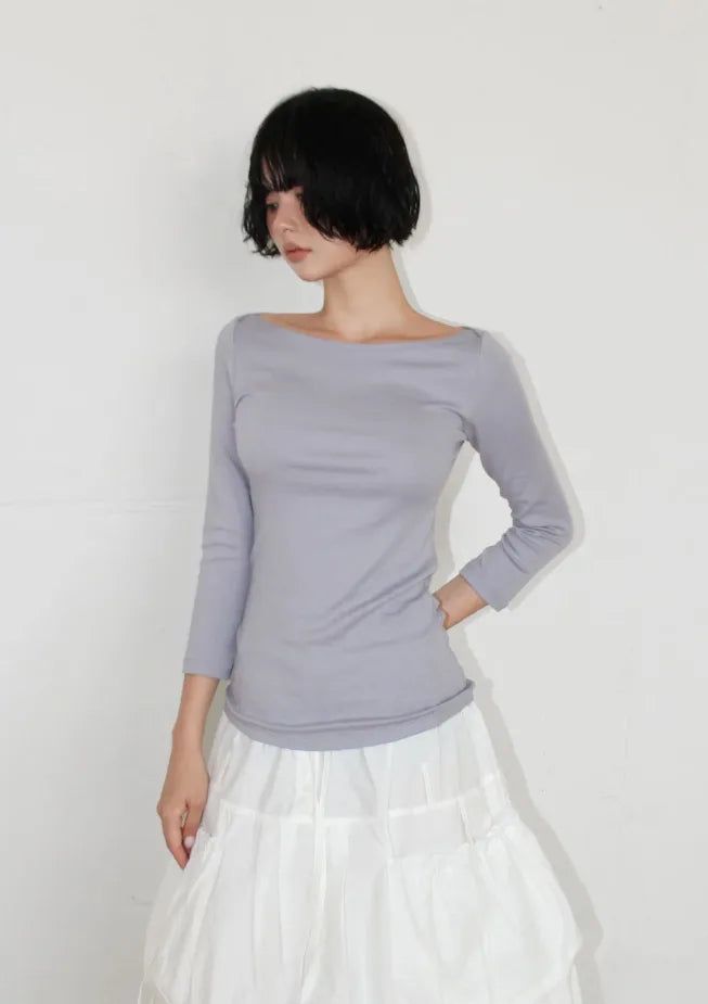 TENCEL BOAT-NECK SLIM TEE