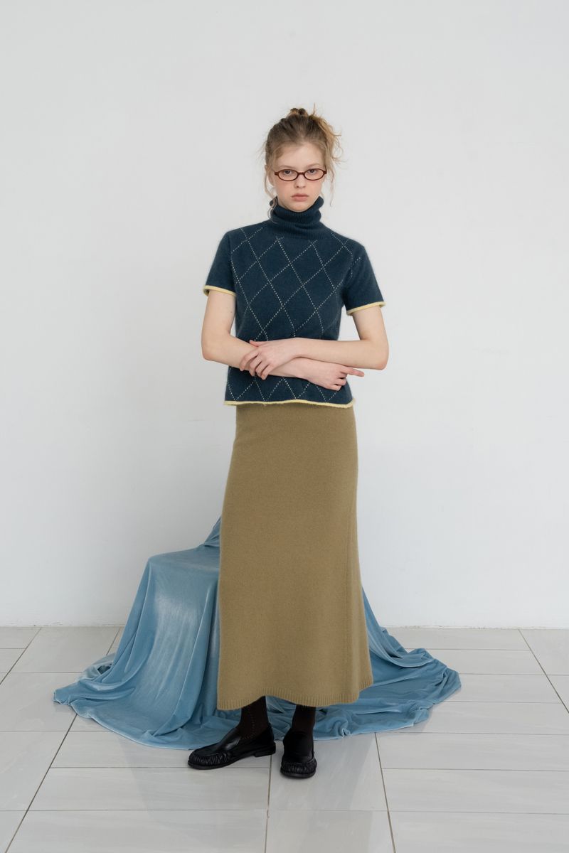 Raccoon knit skirt_olive