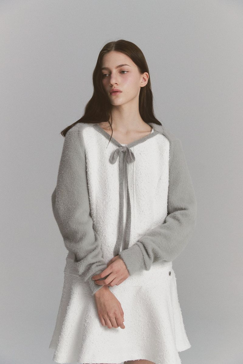 Fur Ribbon Bolero Gray