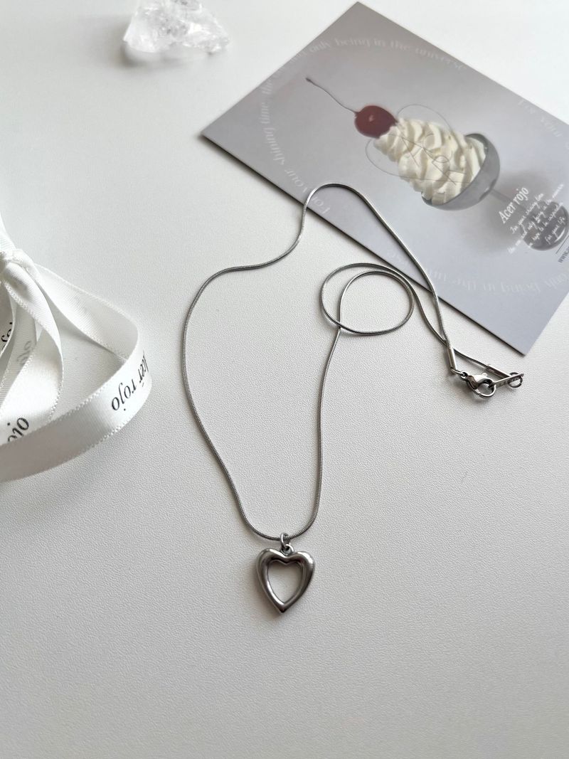 Hui Space Heart Stainless Steel Snake Strap Coin Layered Necklace