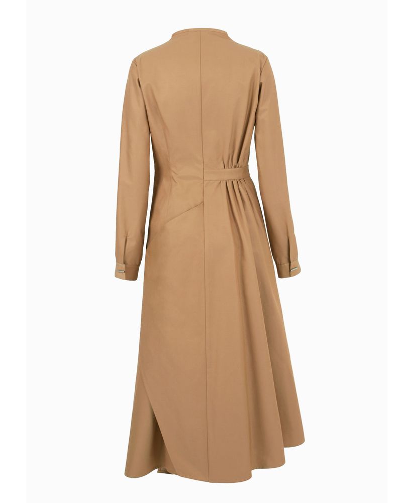 Asymmetry Draped Waterproof Coat _ Beige