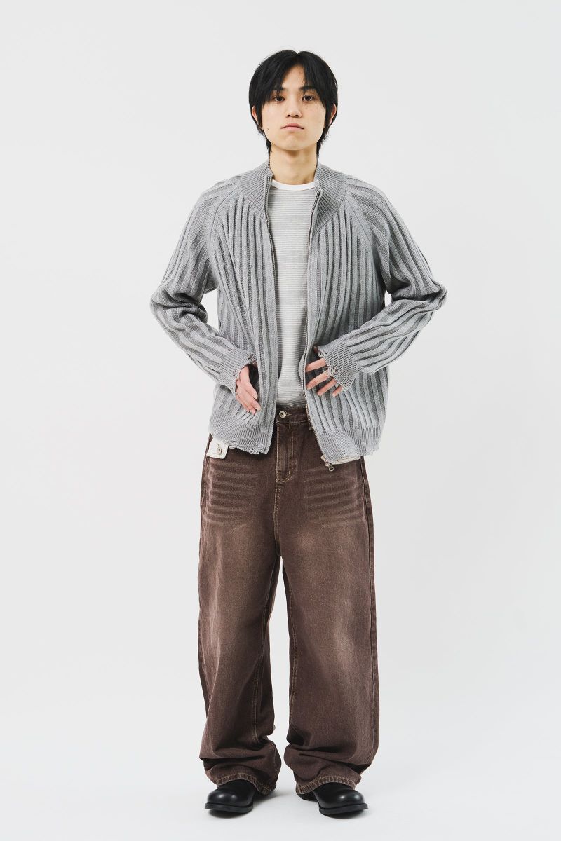 Sep Contrast Knitted Zip Up (3color)
