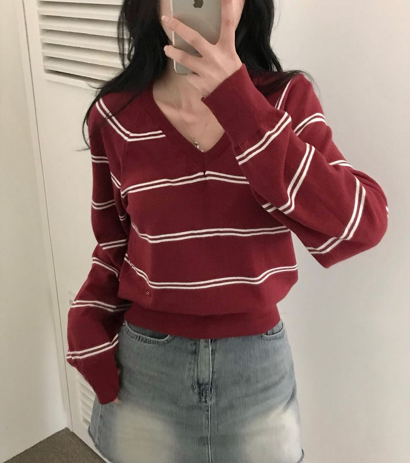 [MADE] Rollipop, striped V-neck knit