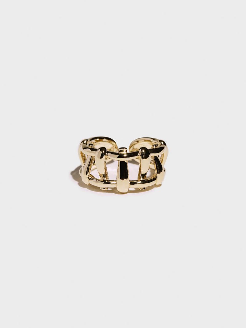 Multi Hash Tag Pinky Open Ring (Gold)