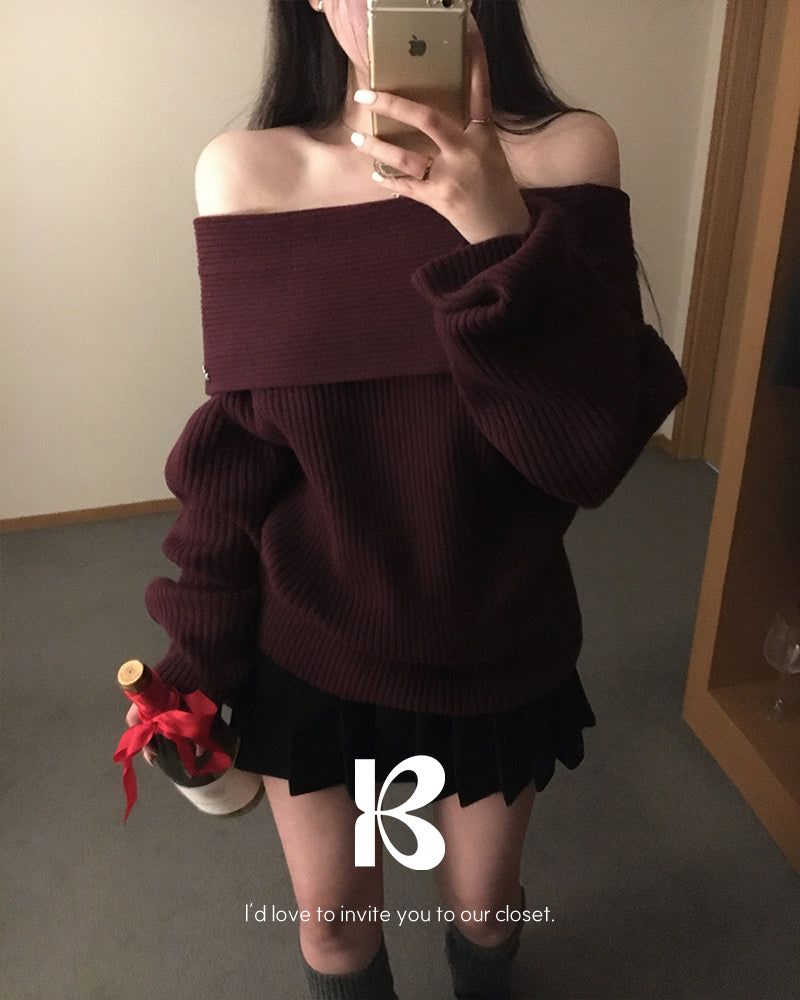 [ORIGINAL] DARE Off-Shoulder Rib Knit