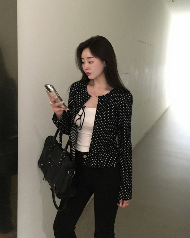 [MADE] Cloud, frill dot cardigan