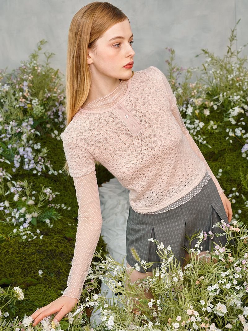 VITALSIGN(バイタルサイン)の「Punching Half Puffy Knit Set (2colors)(Tops)」