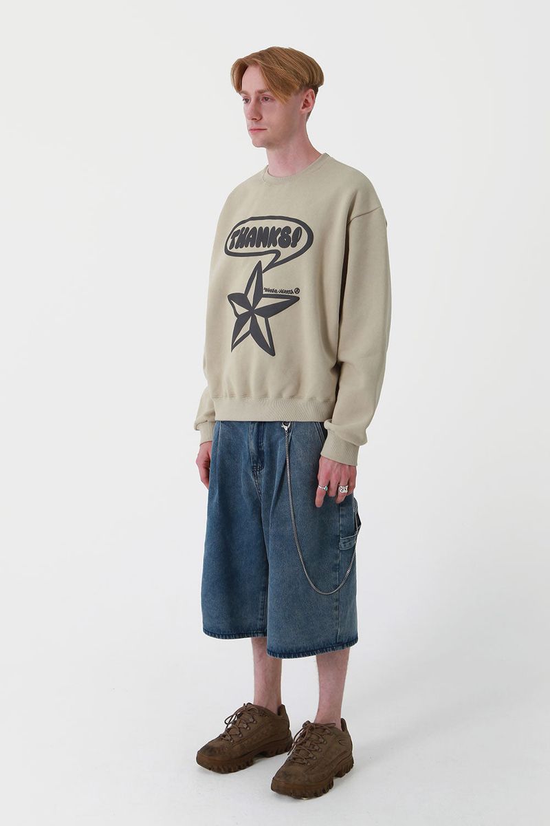 THANKS STAR SWEATSHIRT-KHAKI