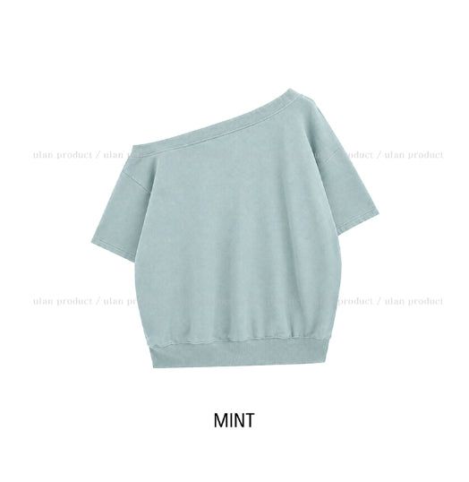 Witty Off-shoulder Short-sleeve Sweatshirt