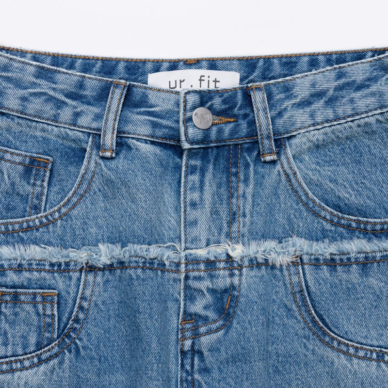 FRONT SIDE PATCHWORK DENIM PANTS code 18106