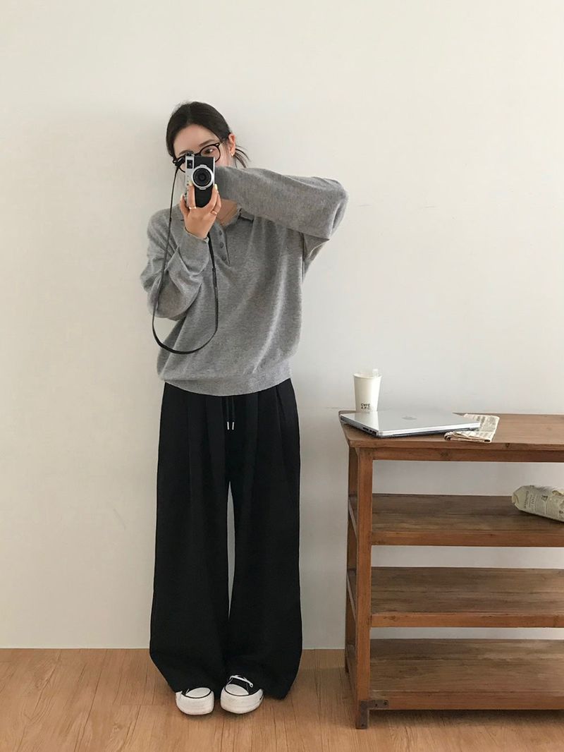 [MADE]ワイ,カラー ネック ルーズシルエット ニット