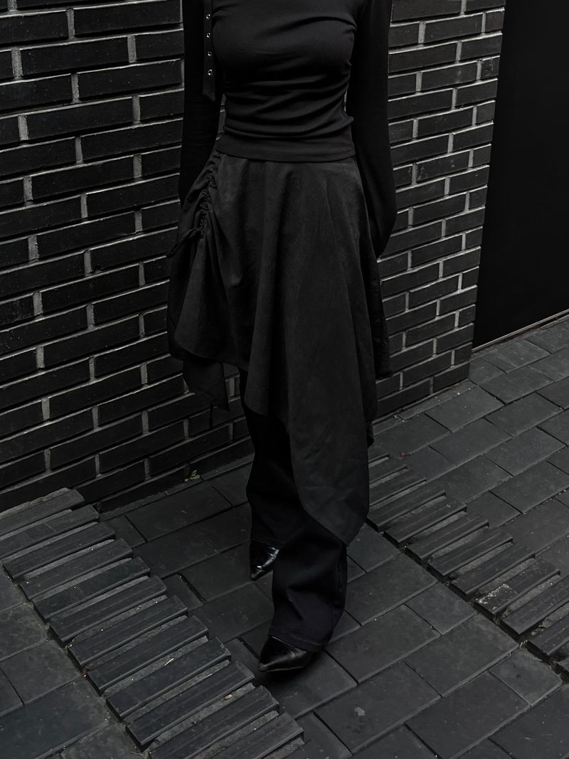 suede shirring draped skirt