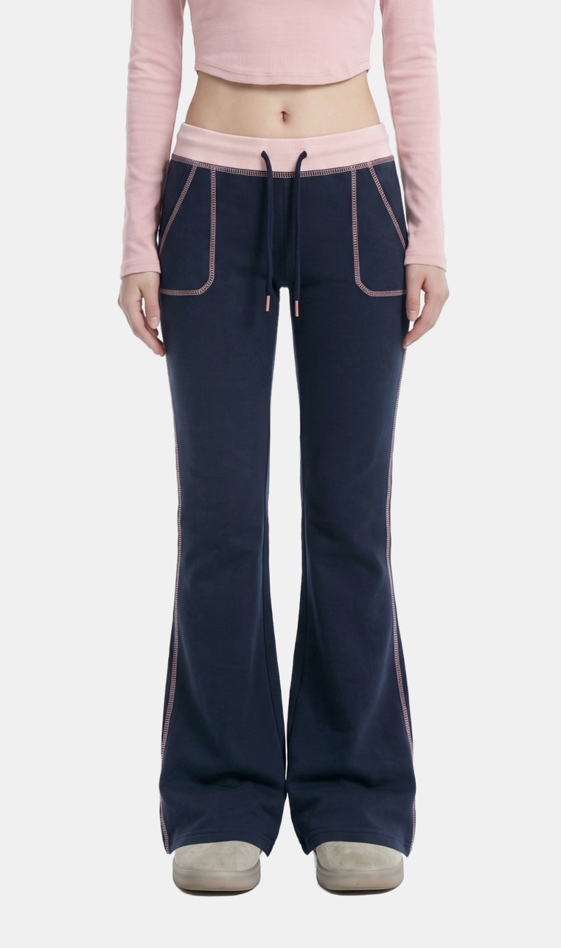 Kaia Contrast Stitch Flare Pants