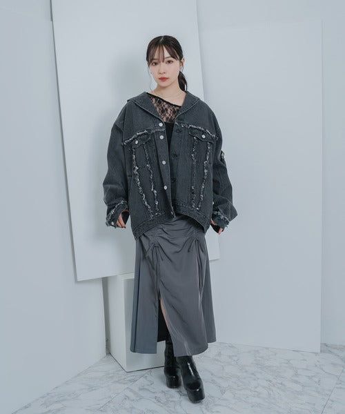 UNISEX フーディデニムジャケット