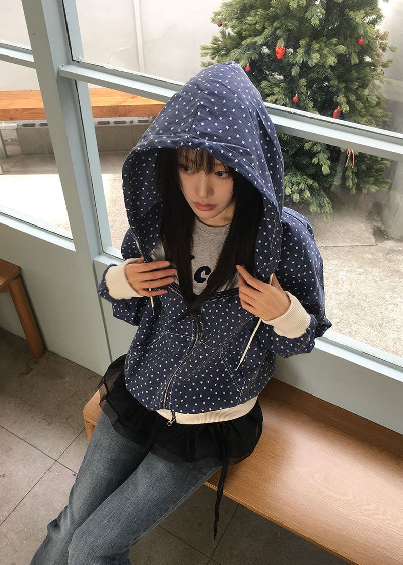 STAR PIGMENT HOOD ZIP-UP