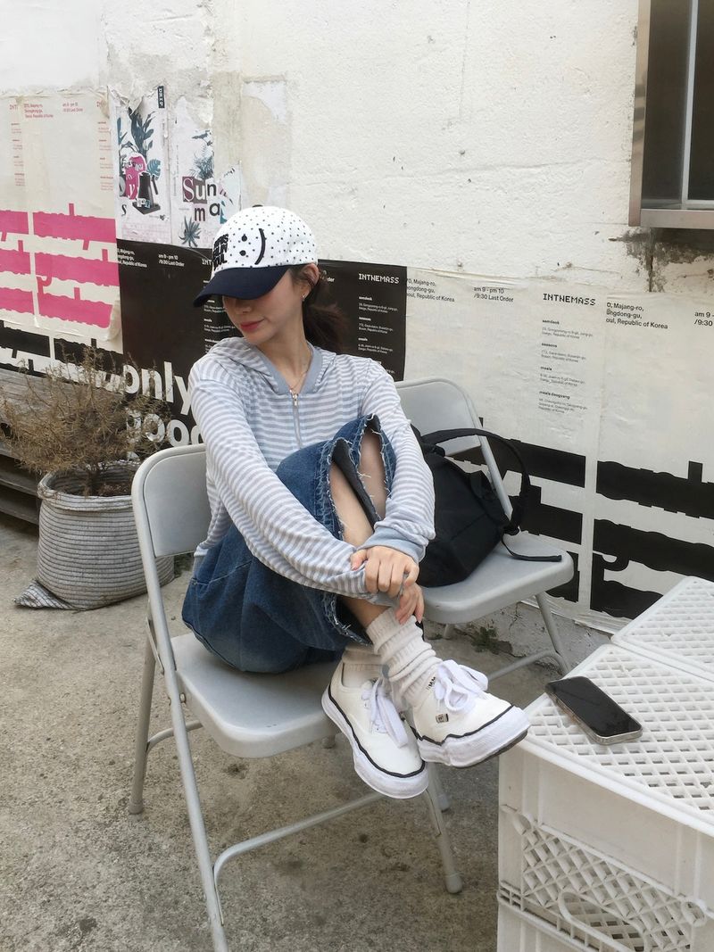 Stripe Summer Boucle Hood Zip-Up (3c)  