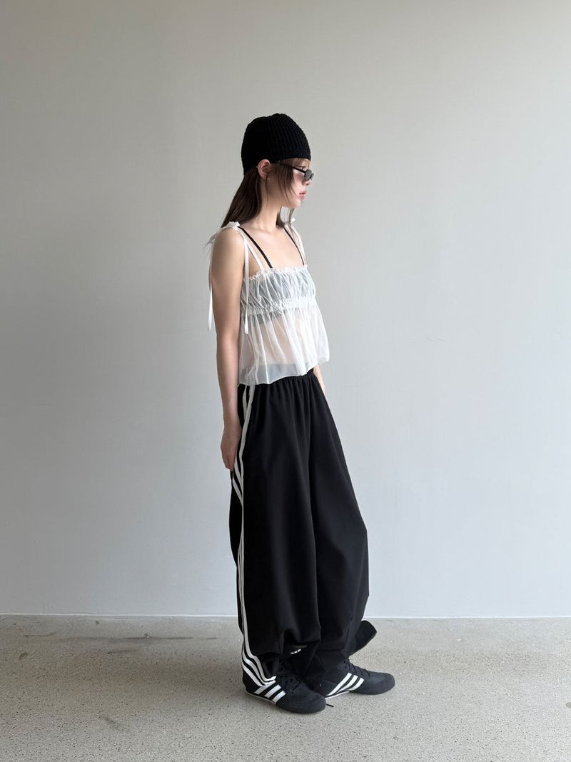 pintuck track pants