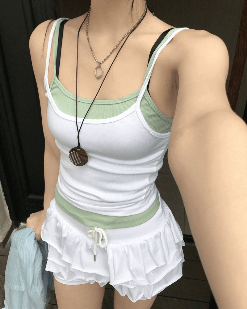 GUSTA（グスタ）の「Jelly Layered Ribbed Sleeveless Top（Tops）」