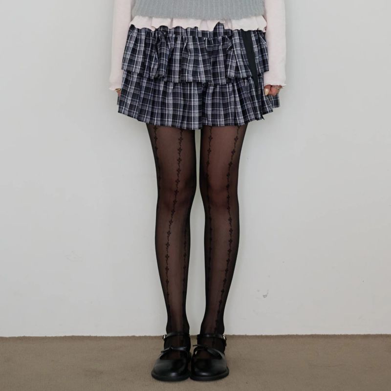 SONNET RIBBON CHECK TIERED SKIRT