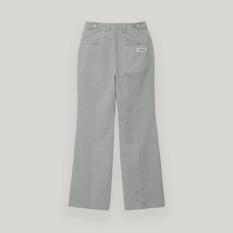 Gray Slit Snap Long Pants