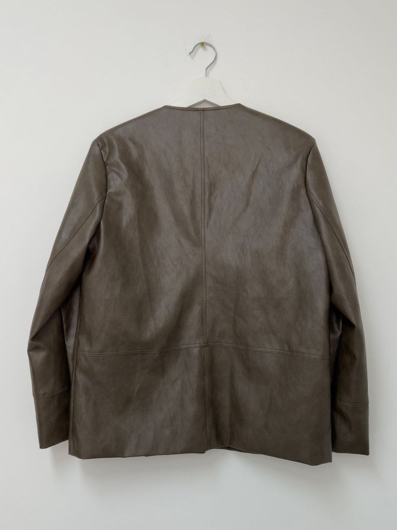 Hunt No Collar Loose Fit Leather Jacket