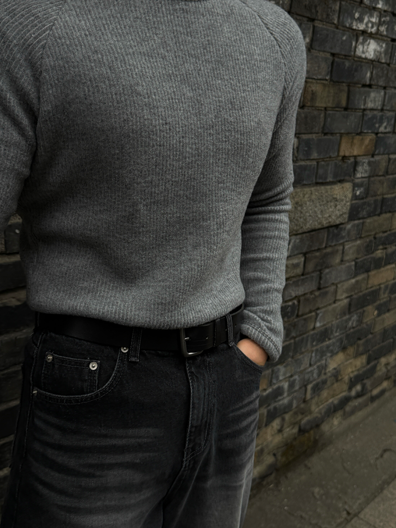 Fleece ribbed slim long sleeve tee