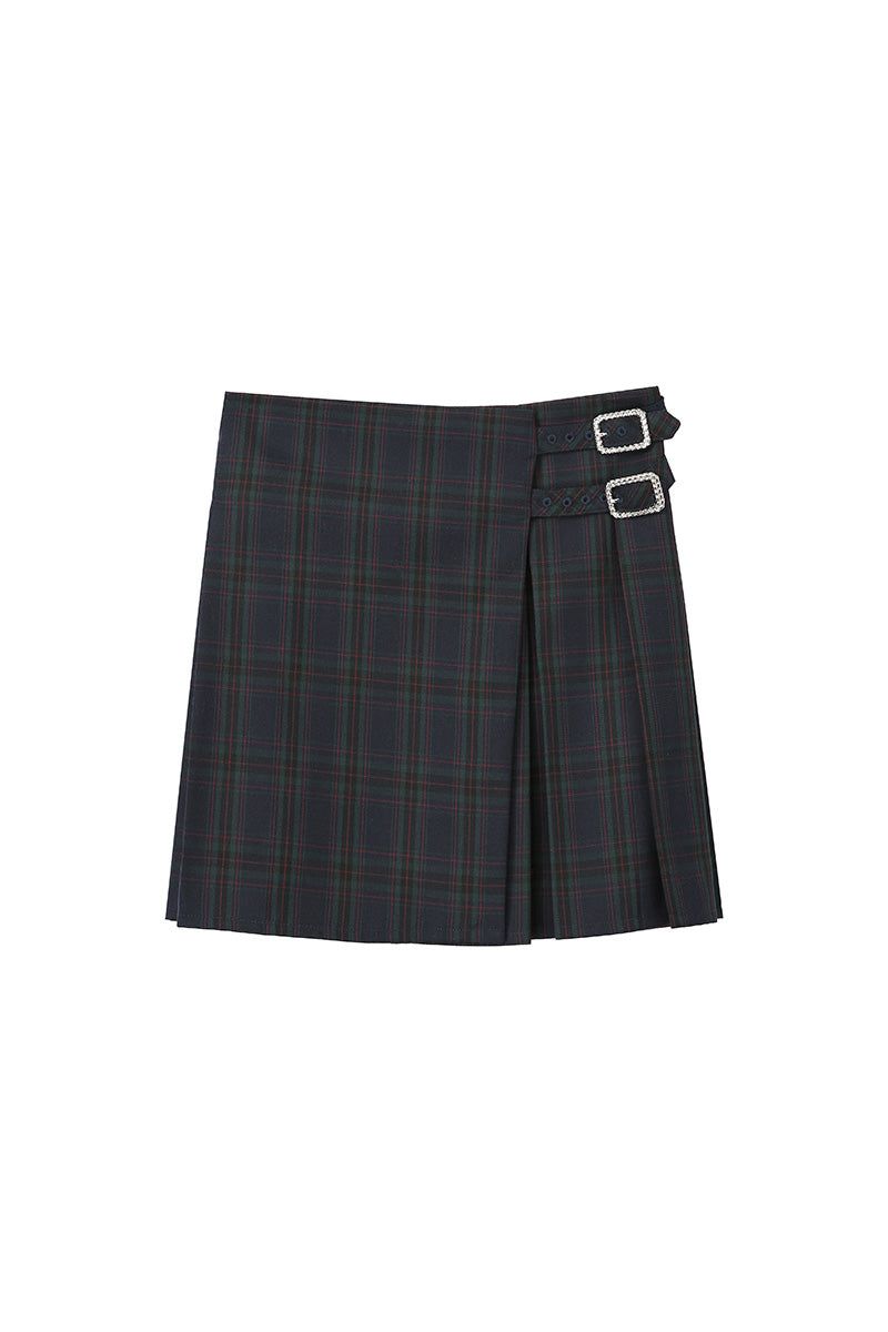 0 6 wool check wrap skirt