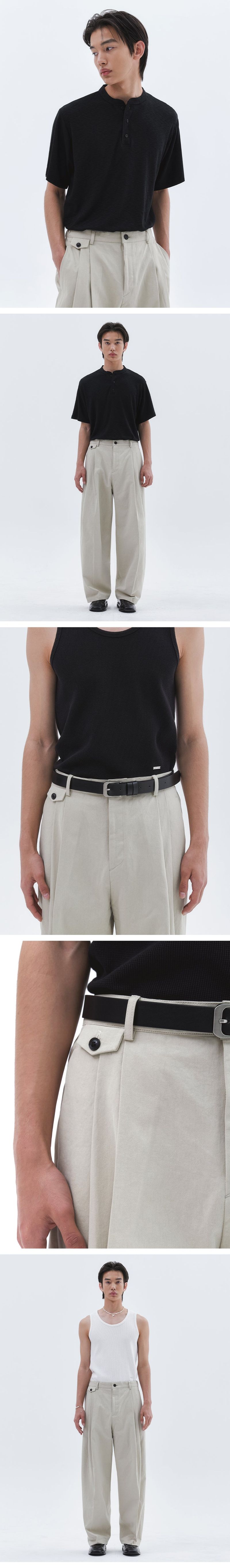 Flap pocket wide pants_Beige  