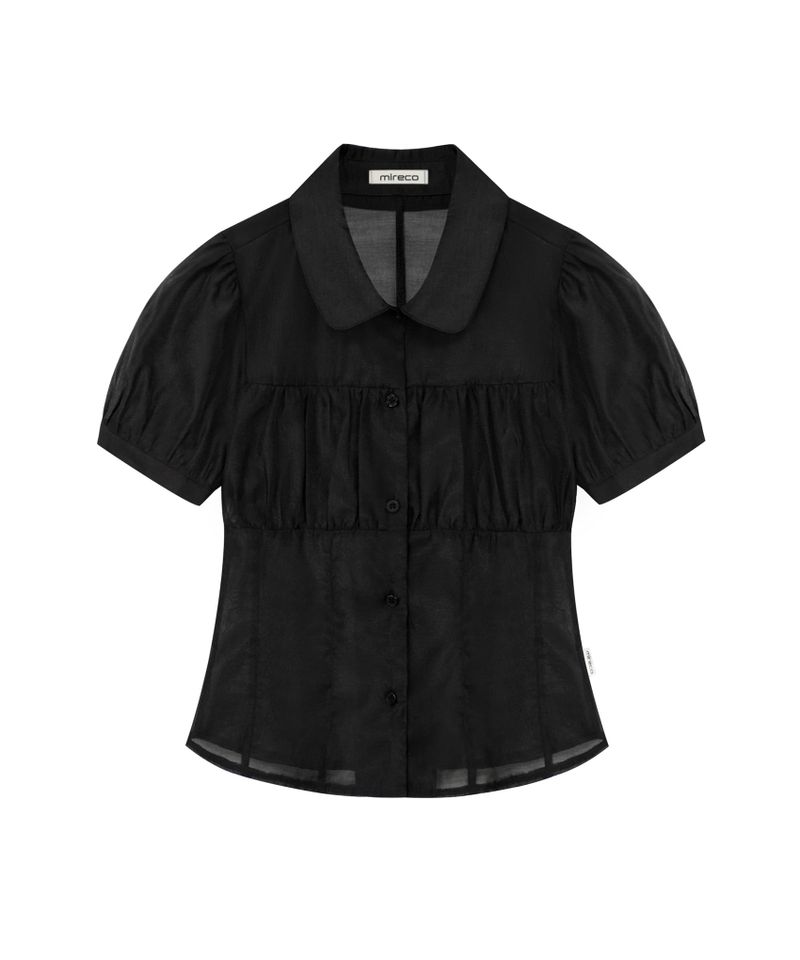 SHIRRING SHEER BLOUSE BLACK