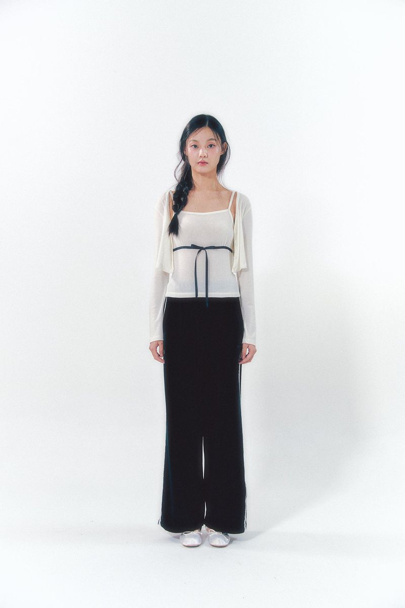 Velvet Lace Track Pants Black