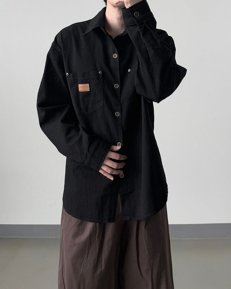 Drain Patch Work Shirt Jacket