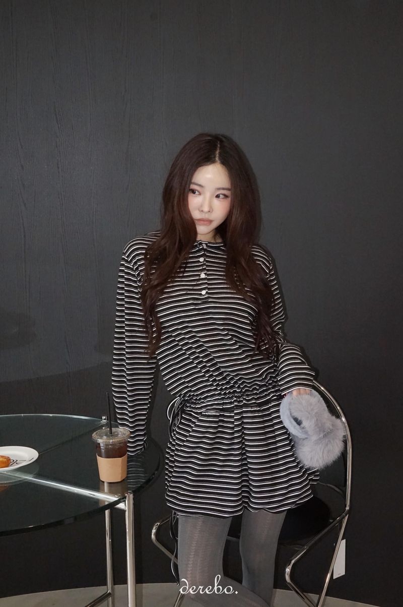 wool fleece stripe strap pumpkin dress