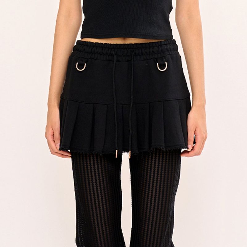 Sweat Pleats Skirt - Black