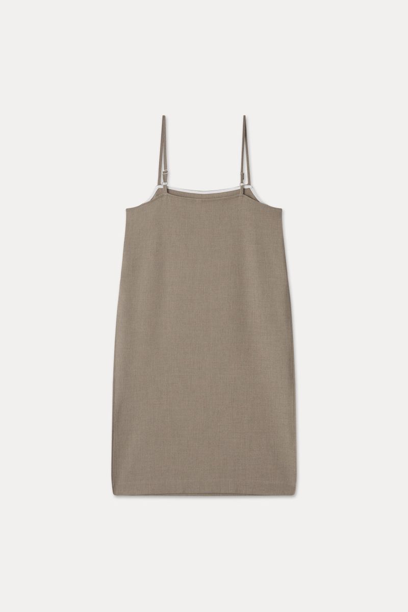 DEEP SLIT DRESS_BEIGE