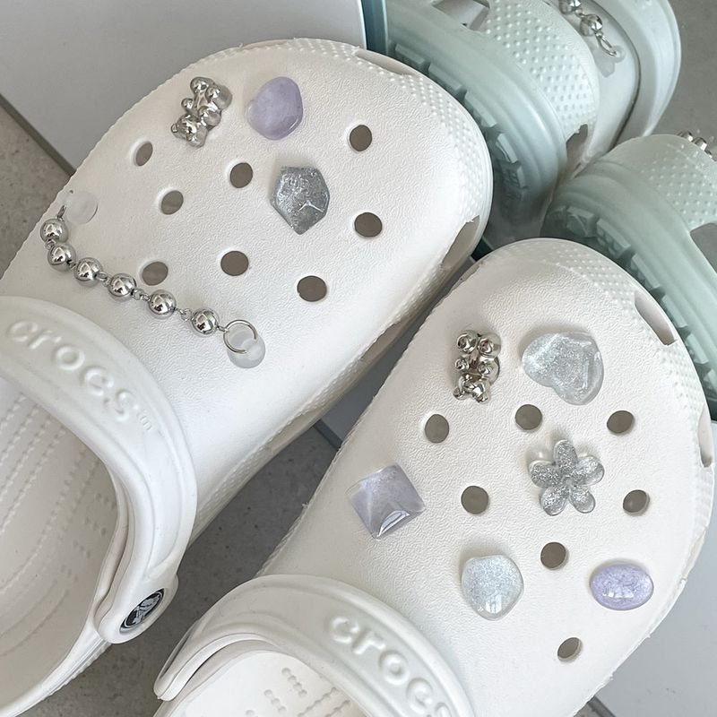 [made]purple&silver resin shoes charm set 