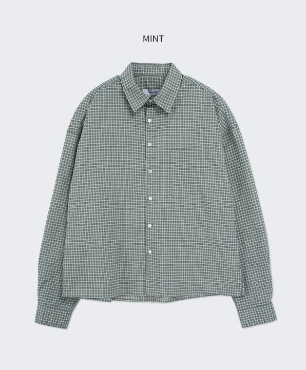 Crop Check Long Sleeve Shirt Mint