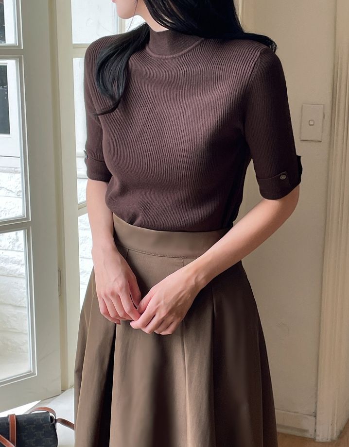 iam mari（アイアム マリ）の「Shani Half-Neck Rolled-Up Sleeve Knit（Tops）」