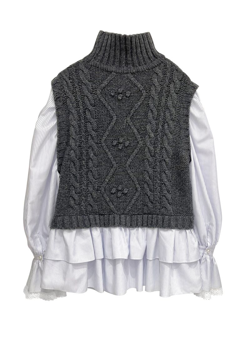 Knit vest blouse