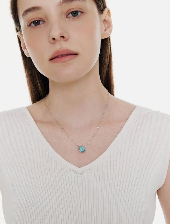 hyeres lor（イエール・ロール）の「26SS★ [Premium Plating] Pennysense AB(W) Goutte Necklace Amazonite（Accessories）」