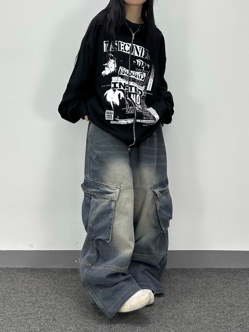 retro denim cargo pants