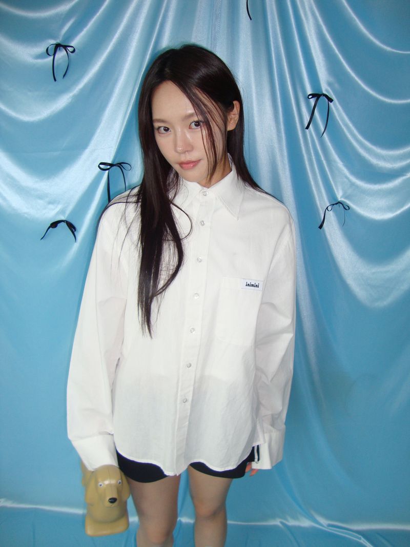 ribbon button shirt-2type(white,pink)