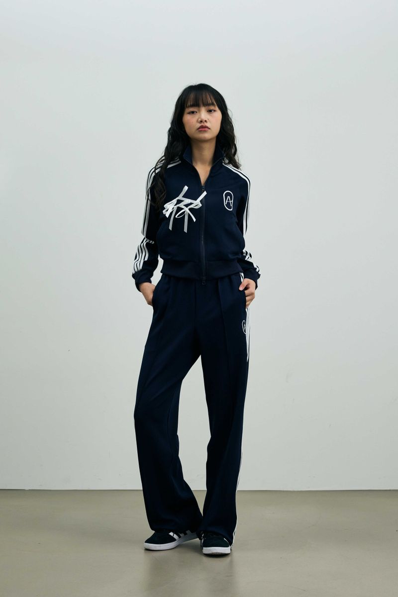 RIBBON JERSEY TRACK PANTS / NAVY