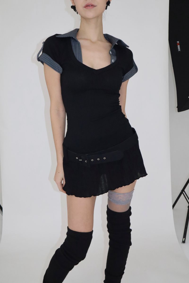 STUDY WASIT BELT DRESS [BLACK]