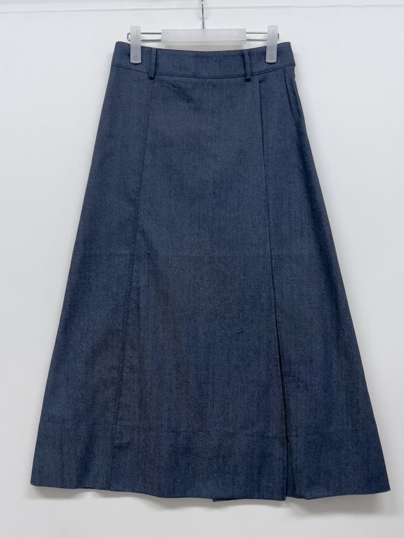 Deep Slit Wrap Denim Long Skirt