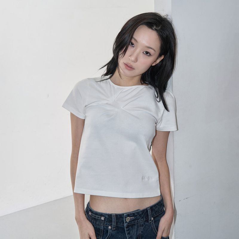 スラッシュピンタックTシャツ (WHITE)