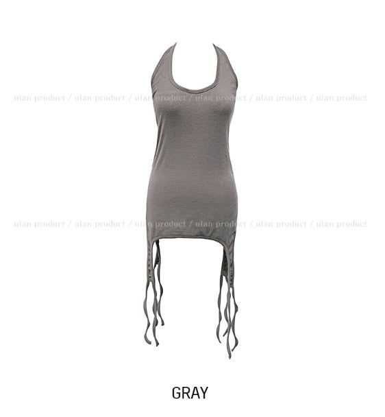 Rippy Strap Layered Halter Tank Top