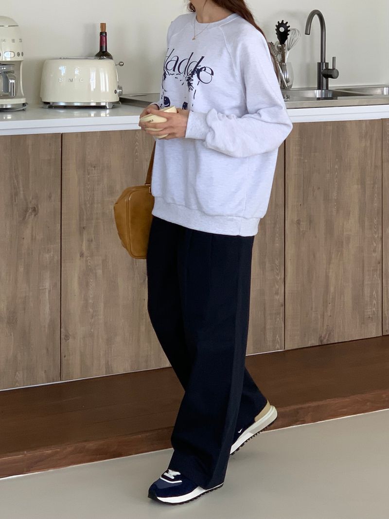 CAT DRAWING SWEATSHIRTS (WHITE MELANGE)