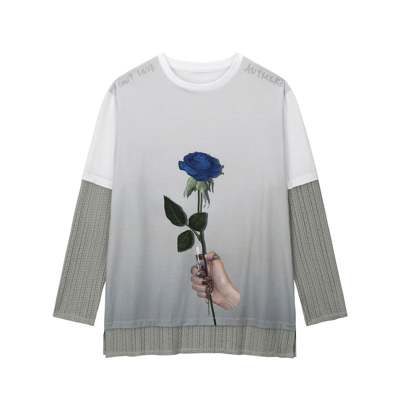 0 6 blue rose layered t-shirt