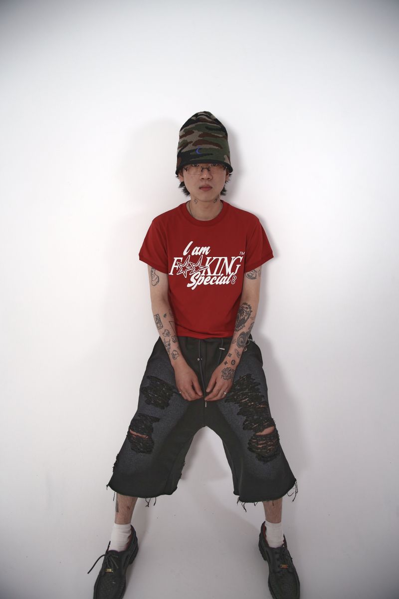 damage bermuda pants_charcoal