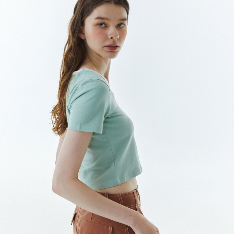RVS Ringer Cropped T-Shirt Mint